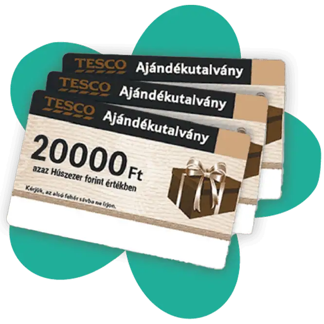 1 db 20.000 Ft értékű Tesco vásárlási utalvány